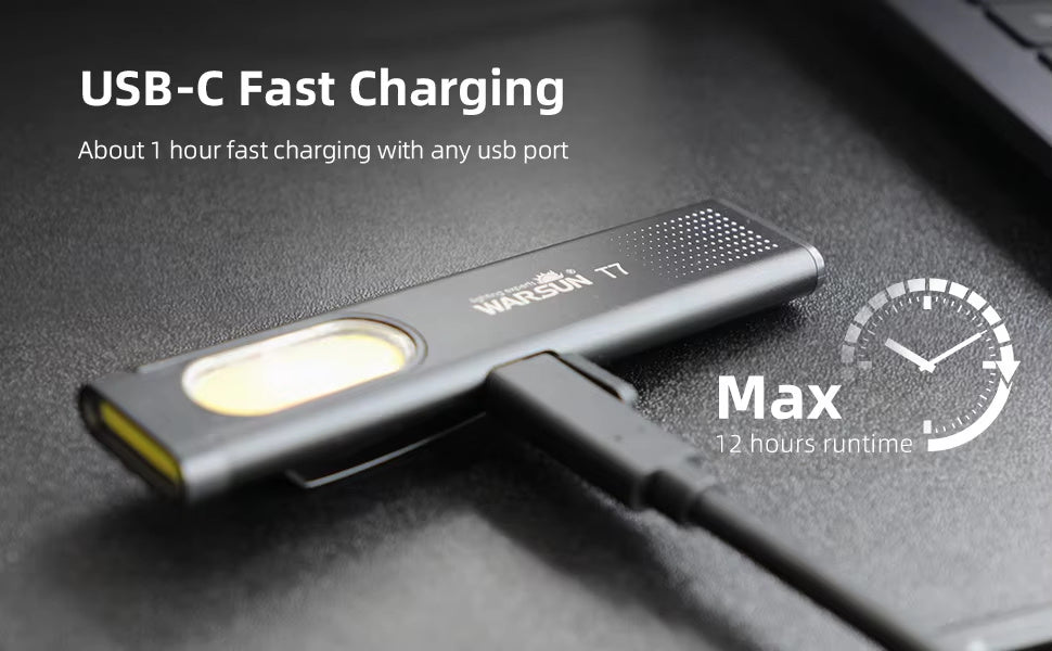 T7 Slim Waterproof Pocket Flashlight with Clip & Magnetic Base