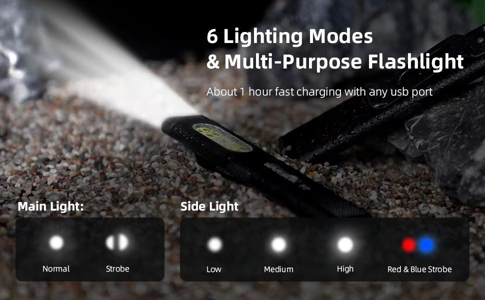 T7 Slim Waterproof Pocket Flashlight with Clip & Magnetic Base