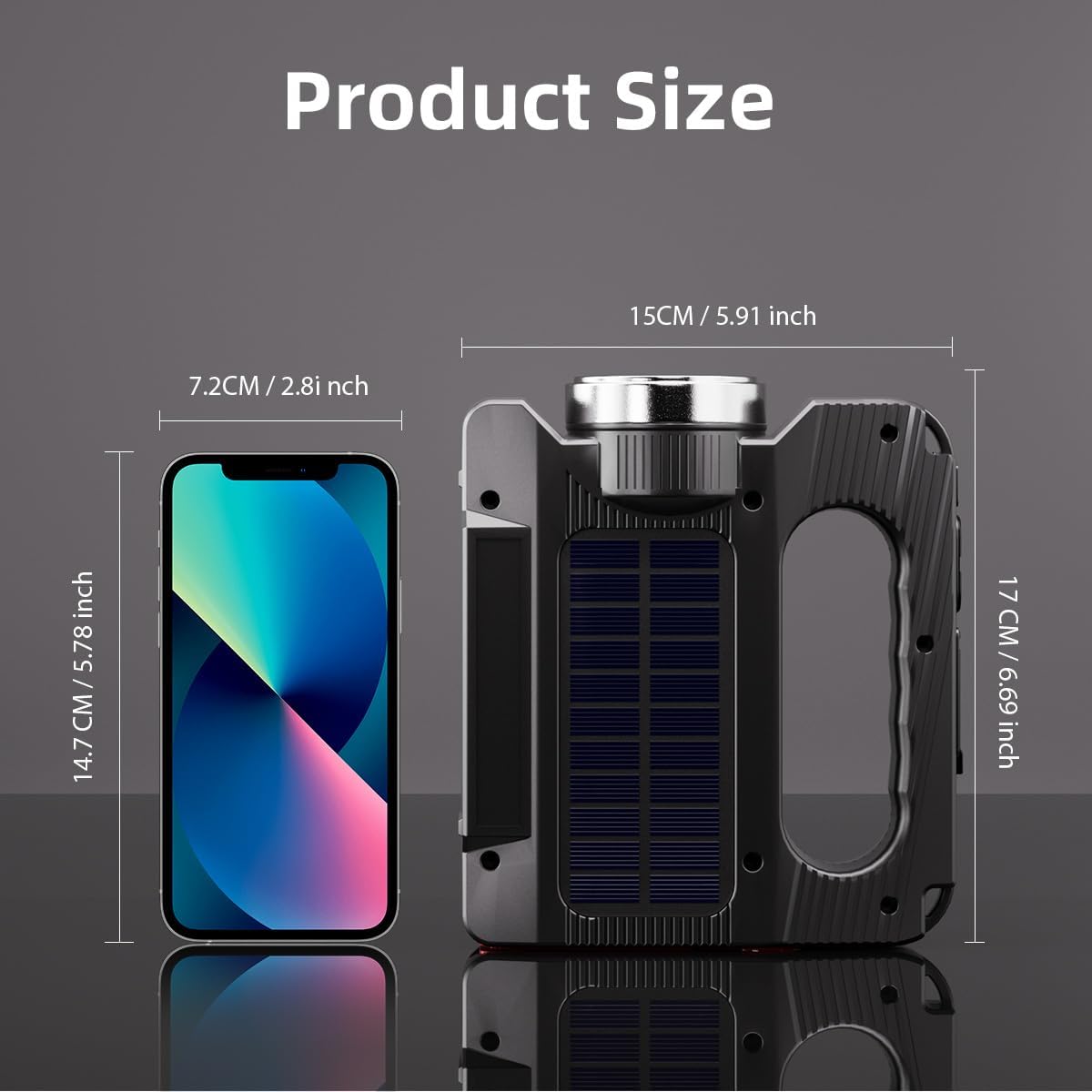 Hand Crank Solar Powered Flashlight