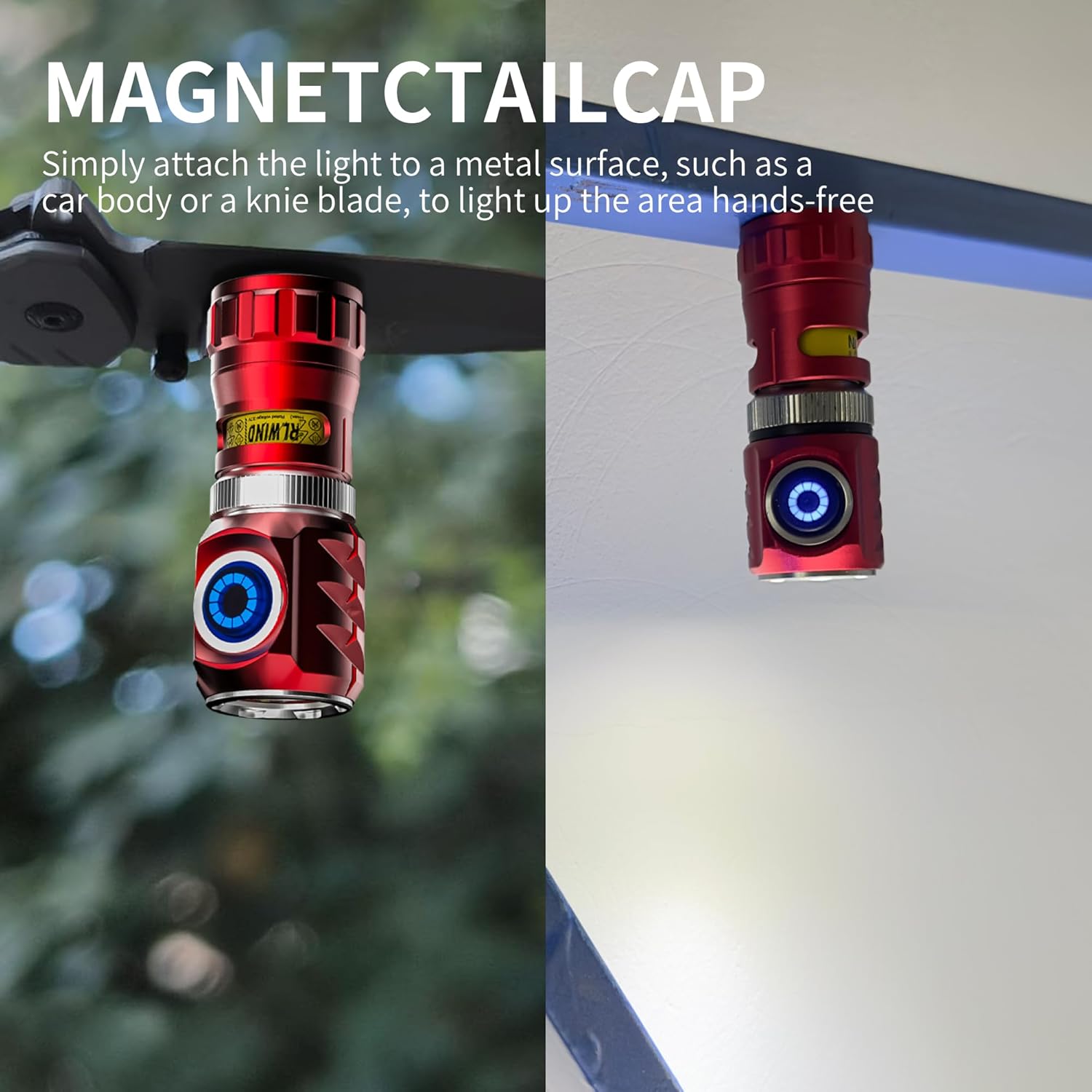 WARSUN Mini Spinning Flashlight 1000 Lumens – Rechargeable USB-C, Durable Aluminum Alloy, 5 Modes Pocket Flashlight, High Lumen EDC Light, Magnetic Base for Camping & Everyday Use