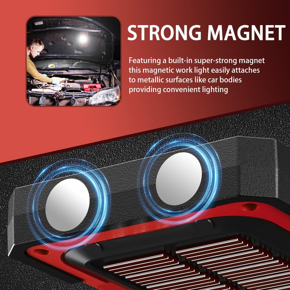 WARSUN Y40 Rechargeable Portable Magnetic Work Light 1500 Lumens Red