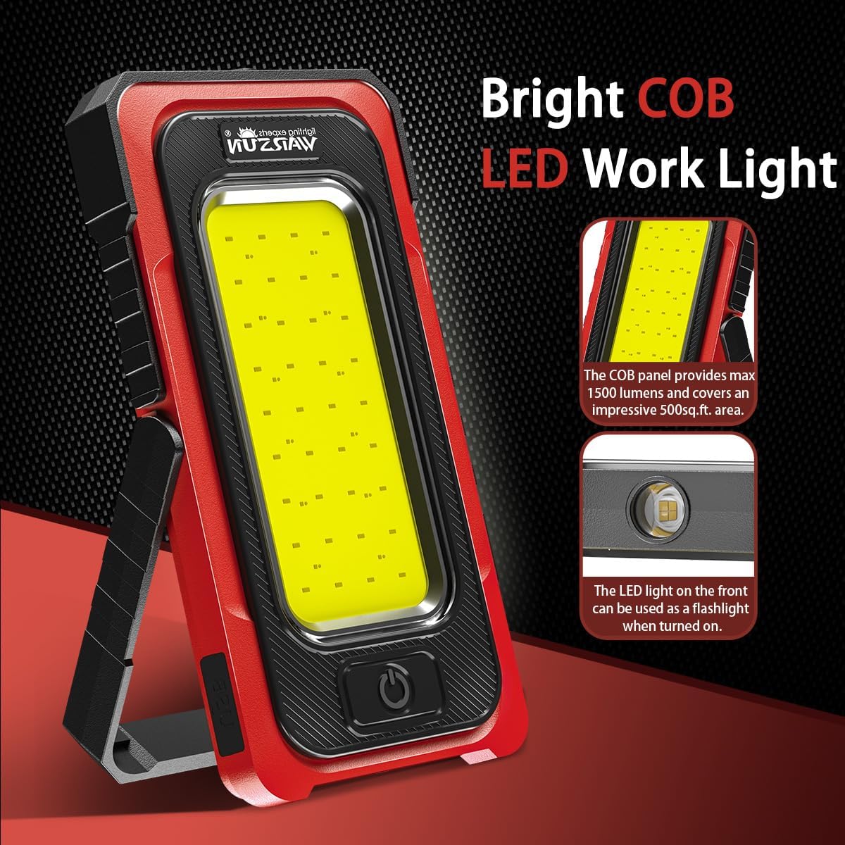 WARSUN Y40 Rechargeable Portable Magnetic Work Light 1500 Lumens Red
