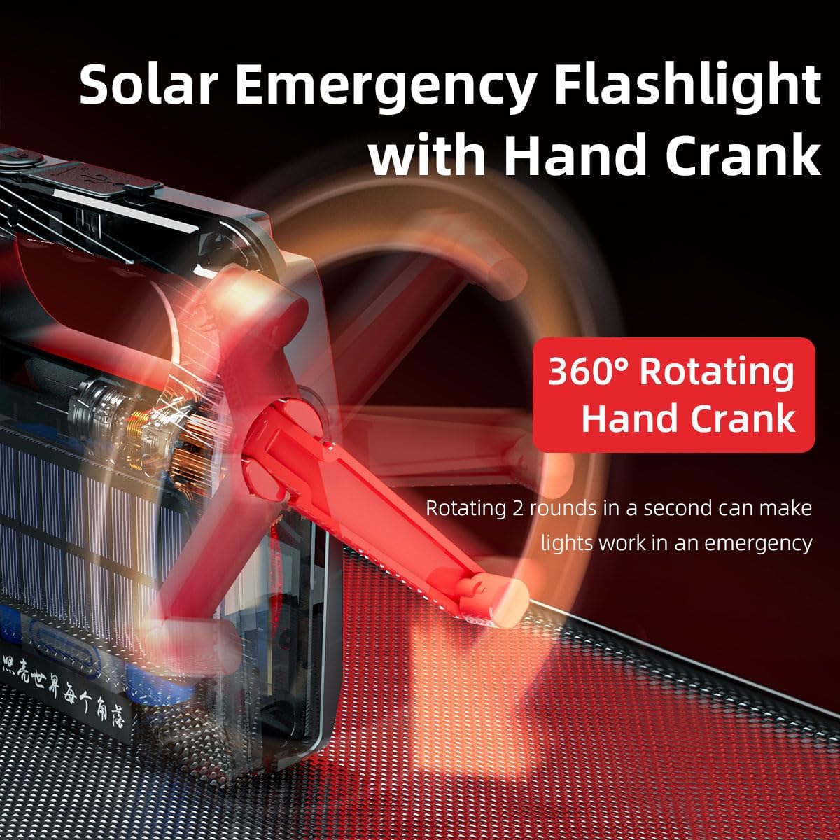 Hand Crank Solar Powered Flashlight