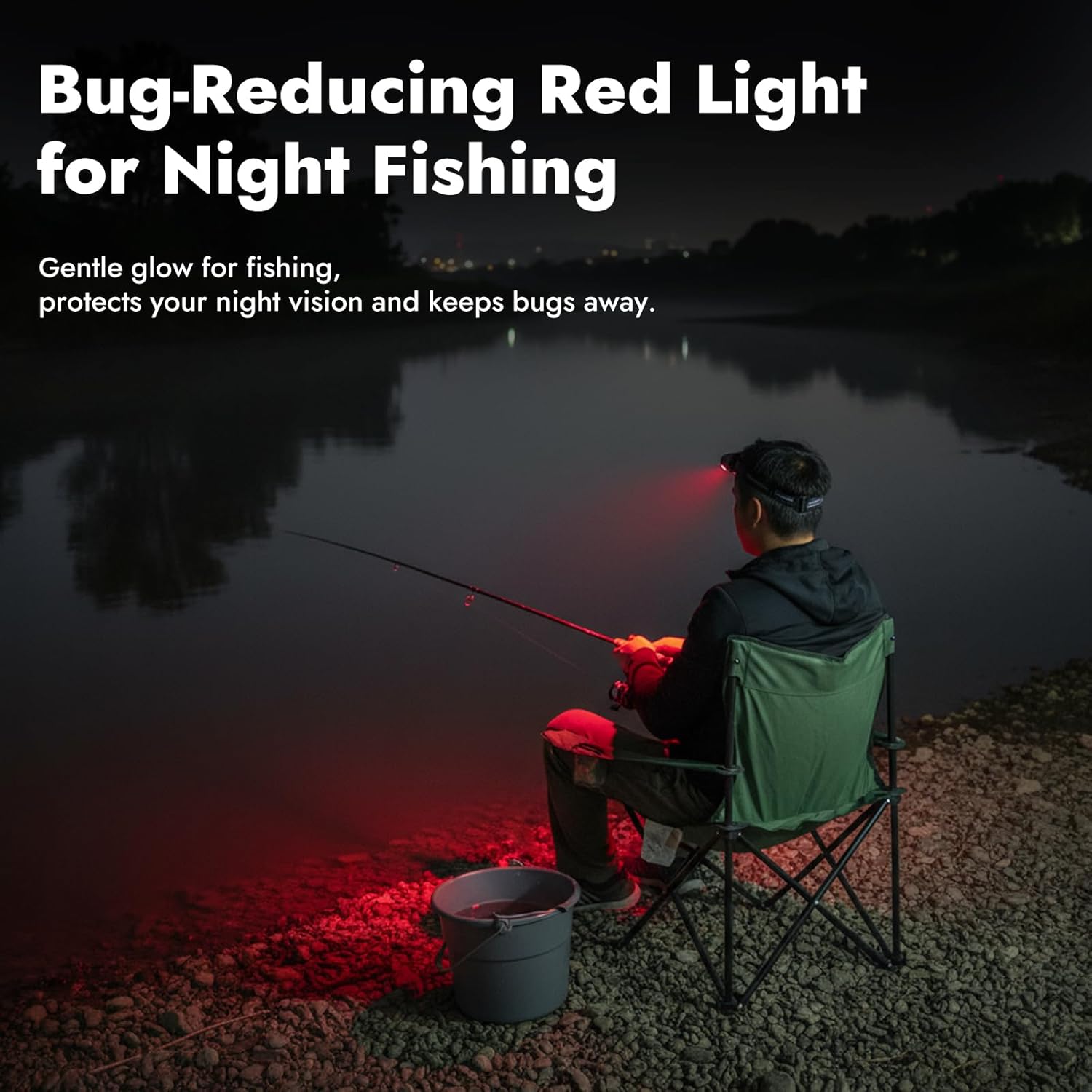 Lampe frontale de pêche réglable à 90°