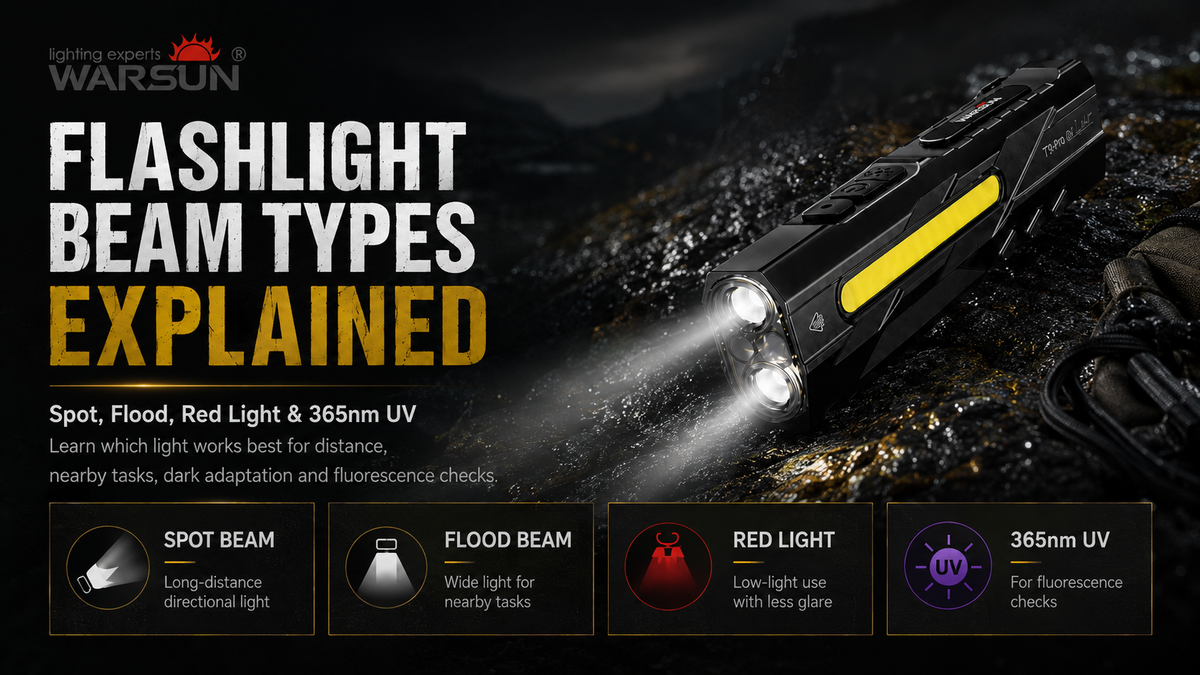 Flashlight Beam Types Explained: Spot, Flood, Red Light and UV