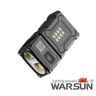 WARSUN DC08 Swivial LED Flashlight Rechargeable, 800 Lumens Mini Work Lihgt, Small EDC Flashlight Clip On with Back Clip, Magnetic Flashlight, for Emergency, Walk Dog, Working, Hiking, Camping