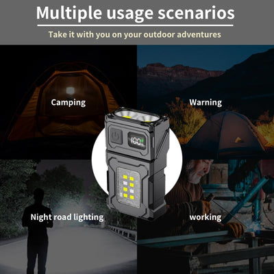 WARSUN DC08 Swivial LED Flashlight Rechargeable, 800 Lumens Mini Work Lihgt, Small EDC Flashlight Clip On with Back Clip, Magnetic Flashlight, for Emergency, Walk Dog, Working, Hiking, Camping