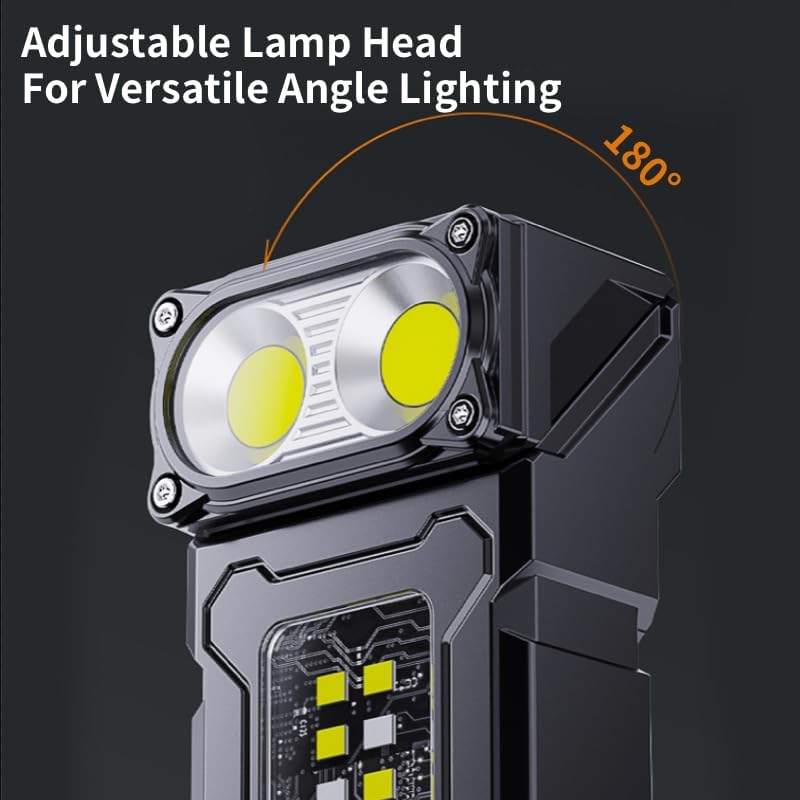 WARSUN DC08 Swivial LED Flashlight Rechargeable, 800 Lumens Mini Work Lihgt, Small EDC Flashlight Clip On with Back Clip, Magnetic Flashlight, for Emergency, Walk Dog, Working, Hiking, Camping