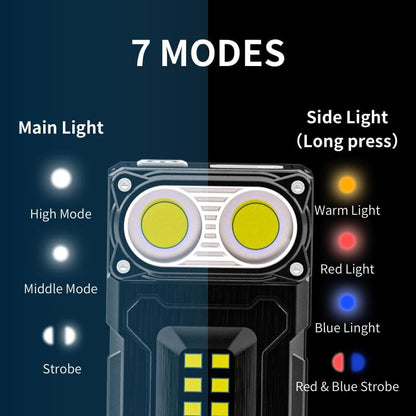 WARSUN DC08 Swivial LED Flashlight Rechargeable, 800 Lumens Mini Work Lihgt, Small EDC Flashlight Clip On with Back Clip, Magnetic Flashlight, for Emergency, Walk Dog, Working, Hiking, Camping