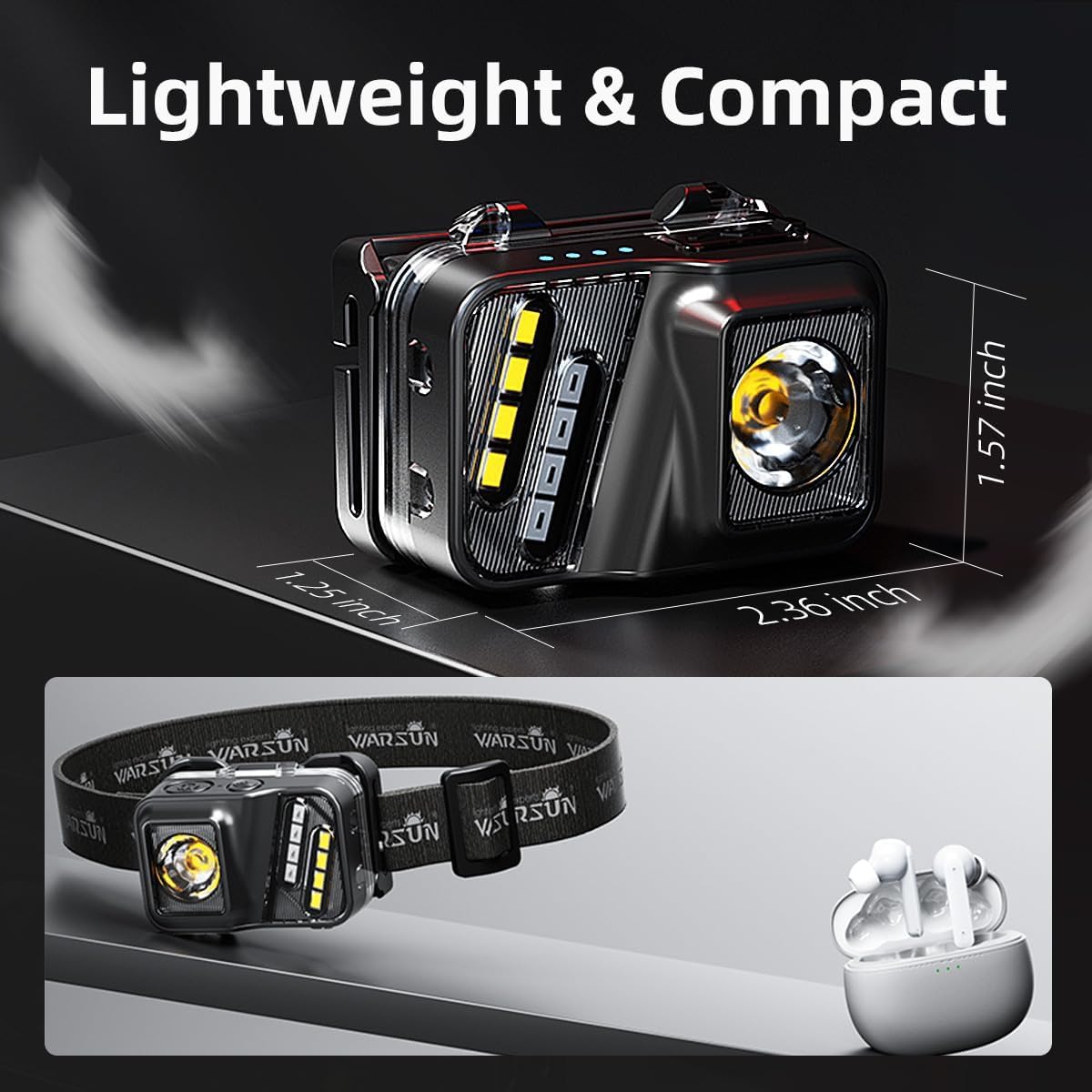 Rechargeable Lightweight Headlamp 2 Packs