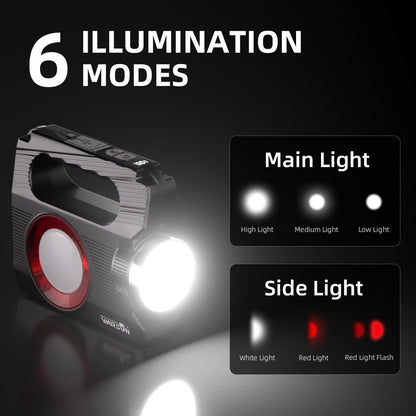 WARSUN Hand Crank Solar Powered Flashlight, Emergency Rechargeable LED Flashlight, Survival Flashlight with 6 Modes, 600 Lumens, Up to 20 Hours of Runtime, Great for Outdoor, Camping, Hiking, Fishing