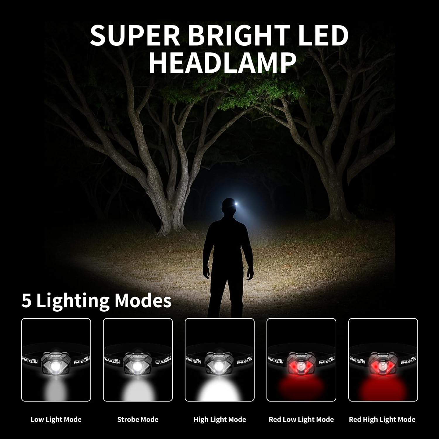 Lampe frontale rechargeable avec capteur de mouvement