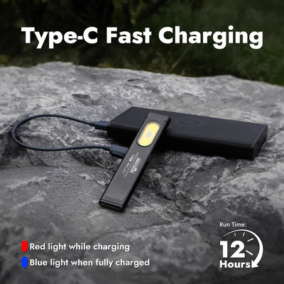 Lampe de poche étanche Slim T7 avec clip et base magnétique verte