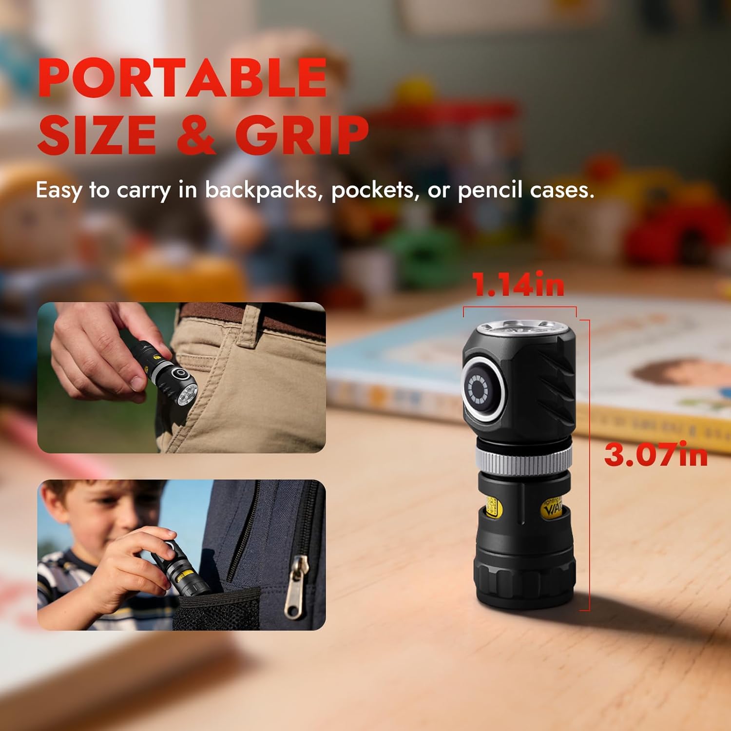 Mini lampe de poche EDC rechargeable tournante