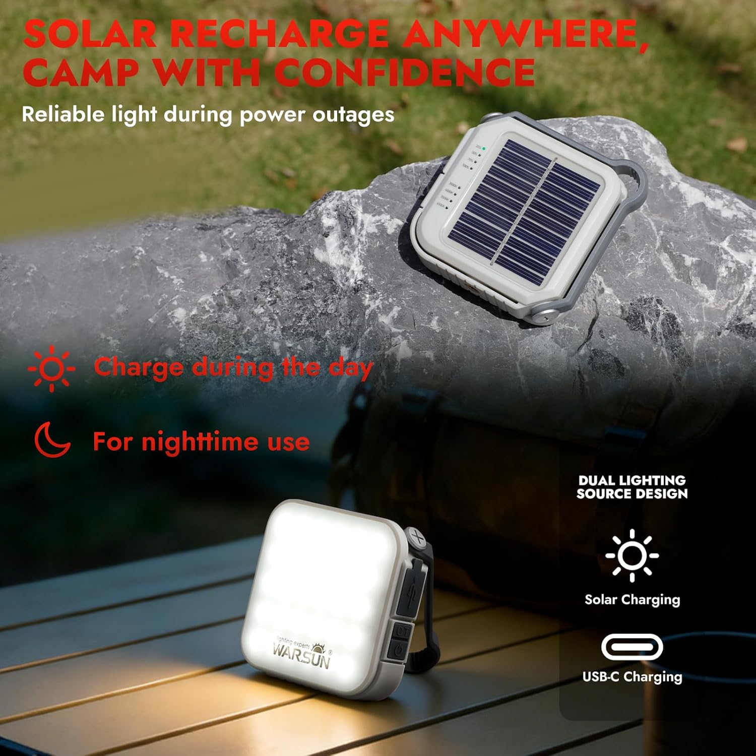 Lanternes de camping solaires LED