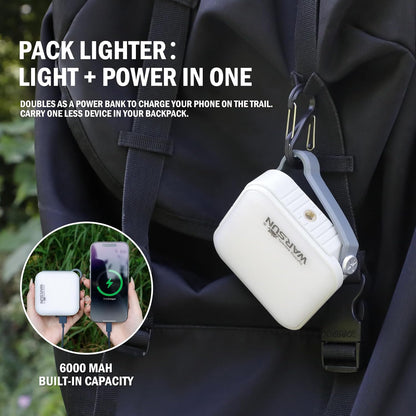 WARSUN Rechargeable Camping Lantern 1000 Lumens, 6000mAh Portable LED Light with Solar Charging, 4 Color Temperatures, 3 Brightness Levels, Hanging Flashlight for Outdoor Use