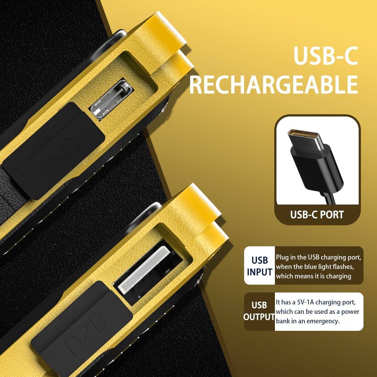 WARSUN Y40 Rechargeable LED Work Light 1500 Lumens Yellow
