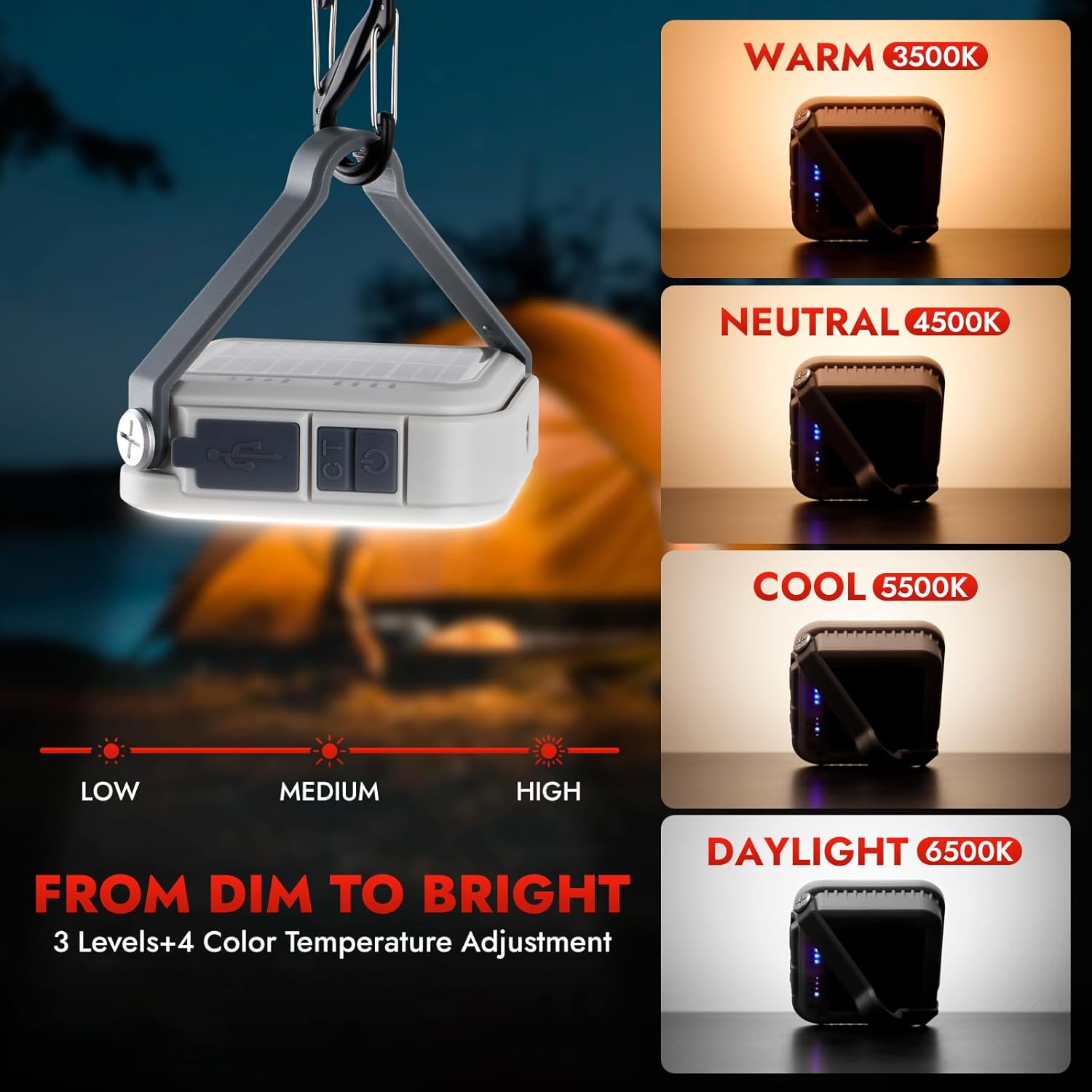 Lanternes de camping solaires LED
