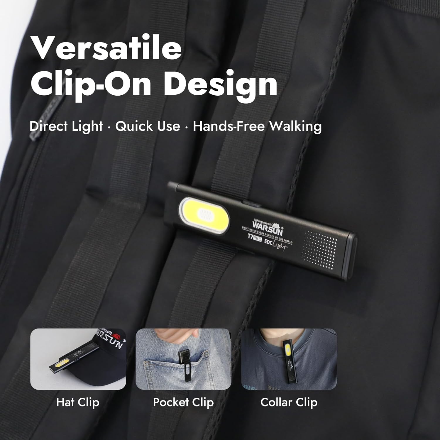 Lampe de poche étanche Slim T7 avec clip et base magnétique verte