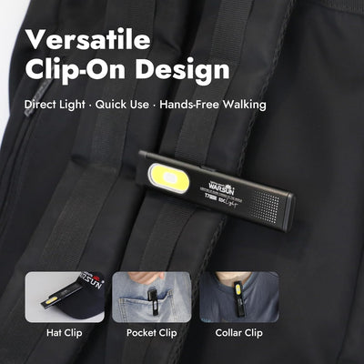 Lampe de poche étanche Slim T7 avec clip et base magnétique verte