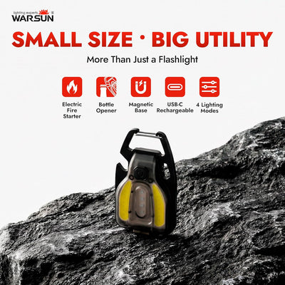 WARSUN G2 Rechargeable Keyring Flashlight 3 Pack COB LED Black