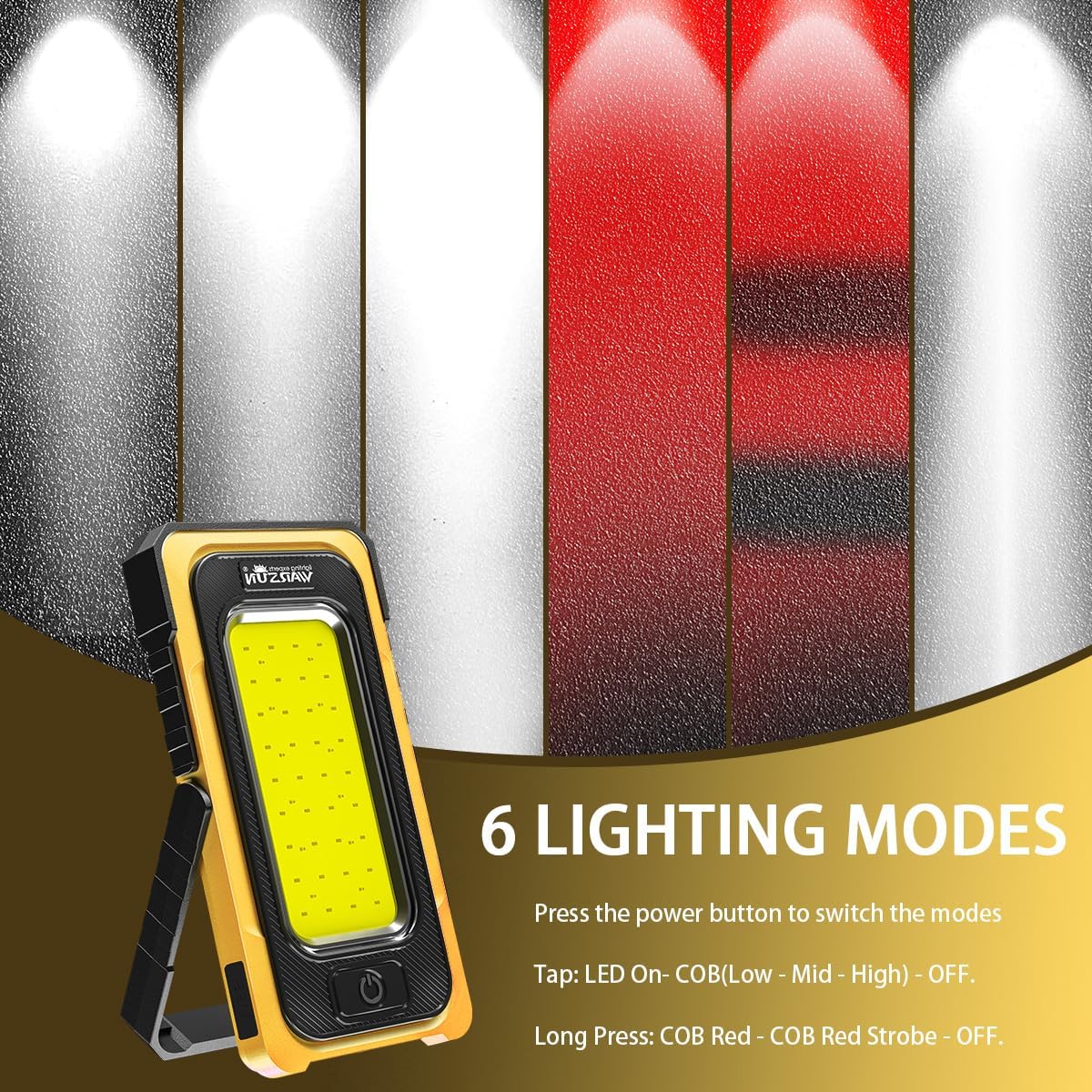 WARSUN Y40 Rechargeable LED Work Light 1500 Lumens Yellow
