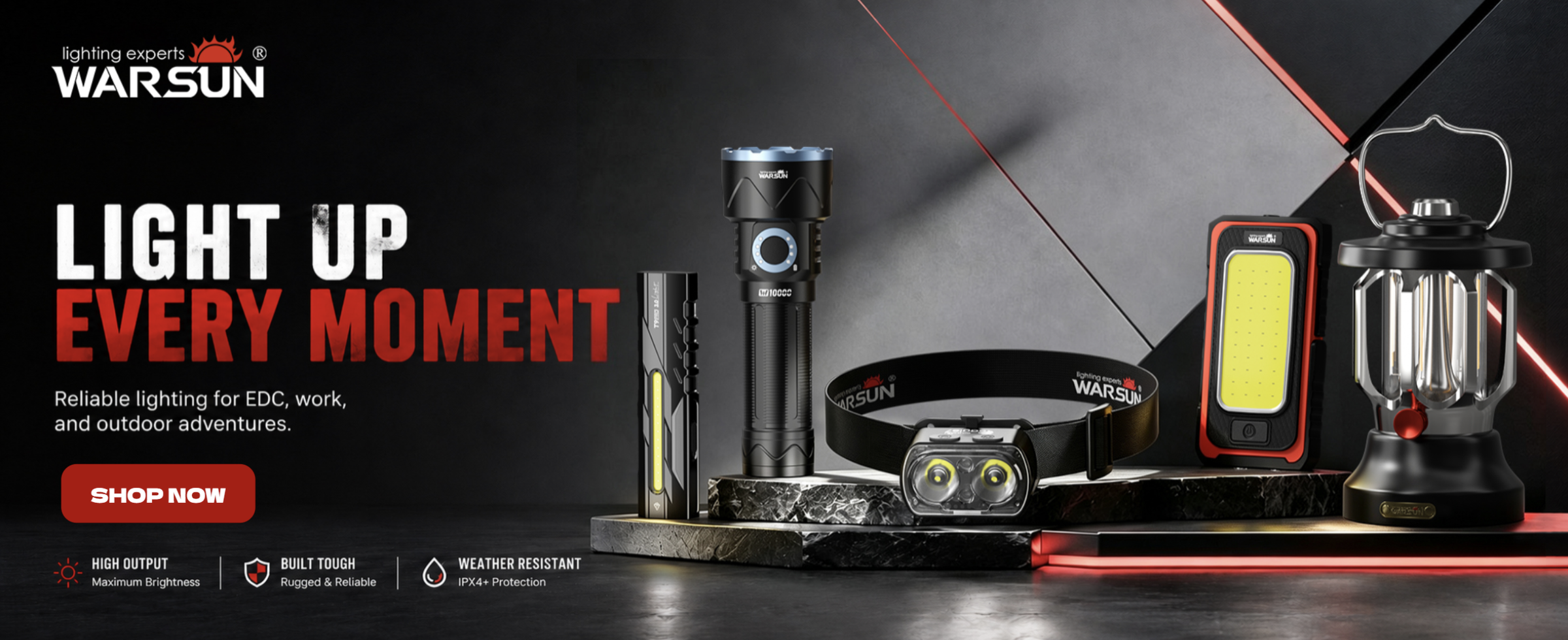 WARSUN rechargeable lights for work, outdoor adventures, and emergency use
