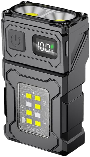 WARSUN DC08 Swivial LED Flashlight Rechargeable, 800 Lumens Mini Work Lihgt, Small EDC Flashlight Clip On with Back Clip, Magnetic Flashlight, for Emergency, Walk Dog, Working, Hiking, Camping