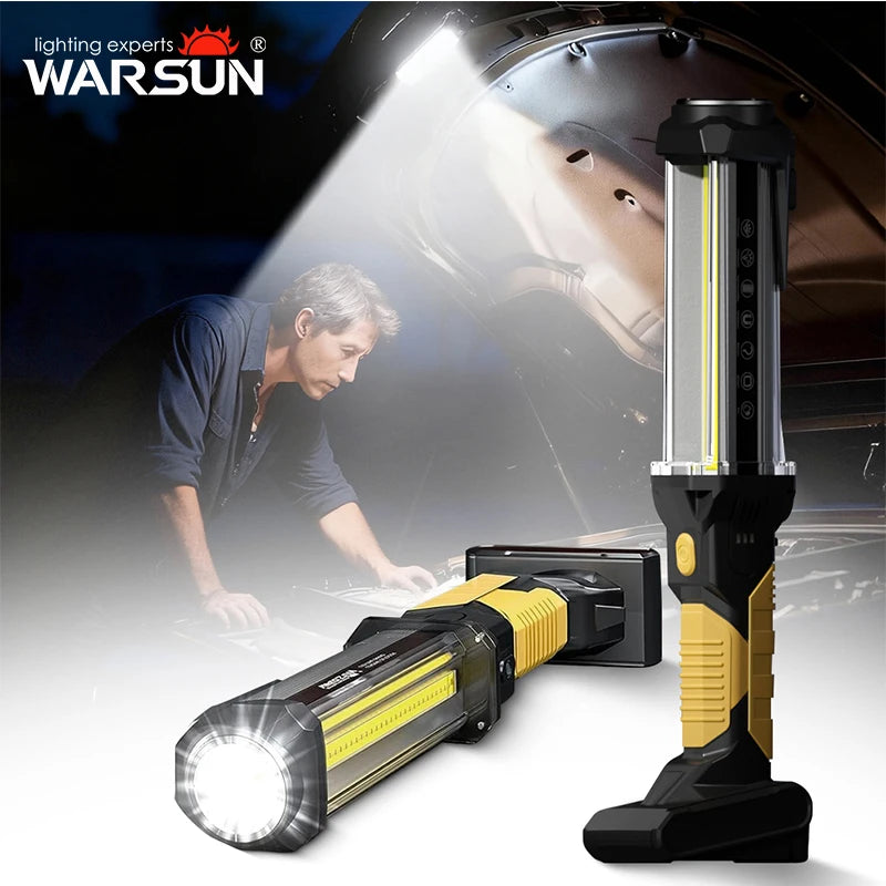 WARSUN DJ60 Rechargeable LED Work Light 1200 Lumens Yellow