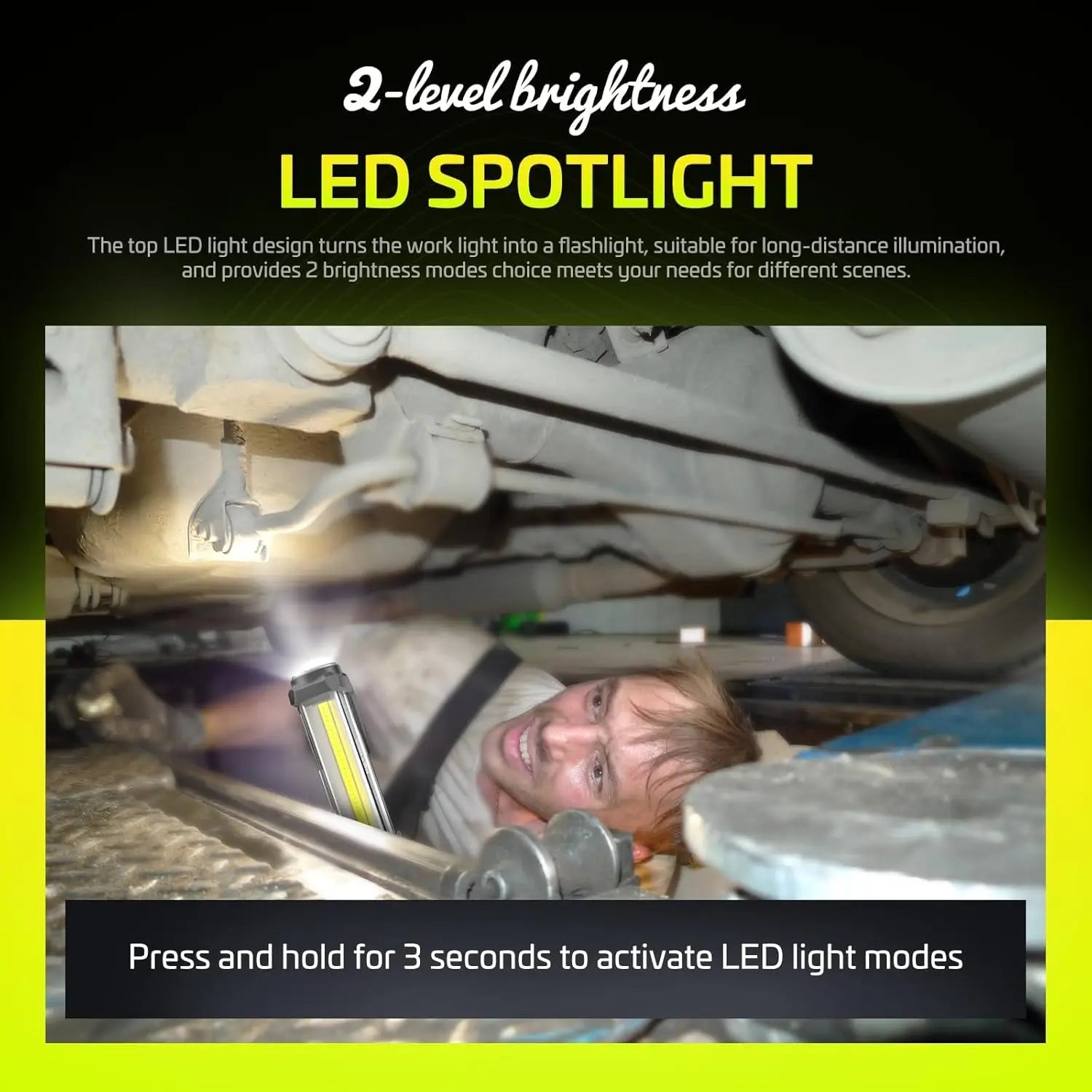 WARSUN DJ60 Rechargeable LED Work Light 1200 Lumens Yellow